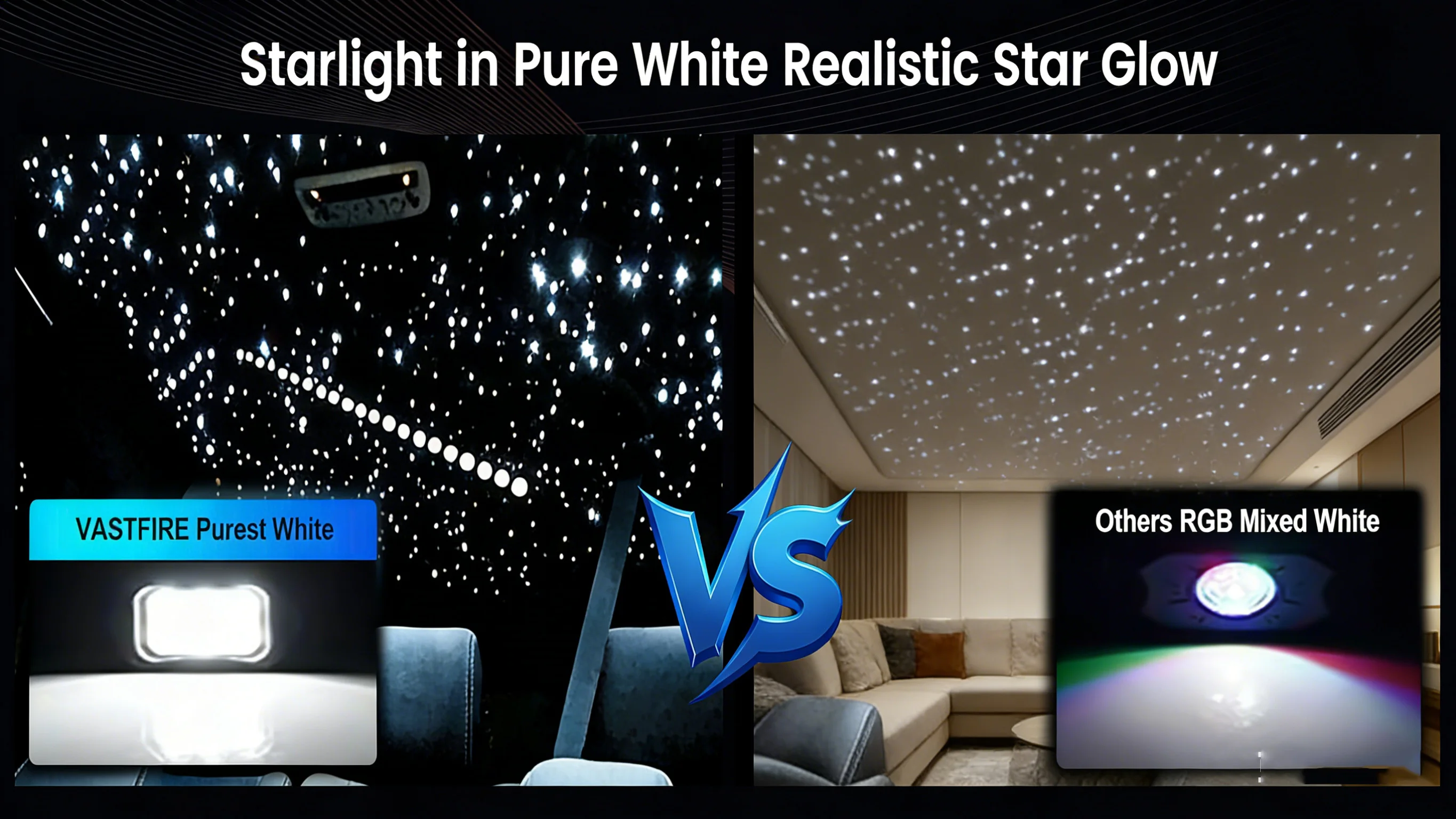 2026 Neu RGBW 12V 16W 1/2/4 Split Sternenhimmel-Atmosphärenlicht APP-Steuerung Glasfaser Auto Sternenhimmel Deckenbeleuchtung Kits Innenraum – Detail 10