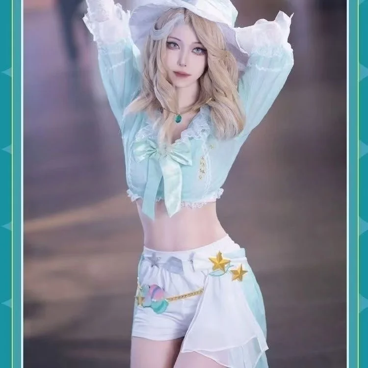 Demi Bourbon Cosplay Game Identity Ⅴ Barmaid Demi Bourbon Cosplay Costume Sea Salt Special Tune Woman Halloween Role Play Suit