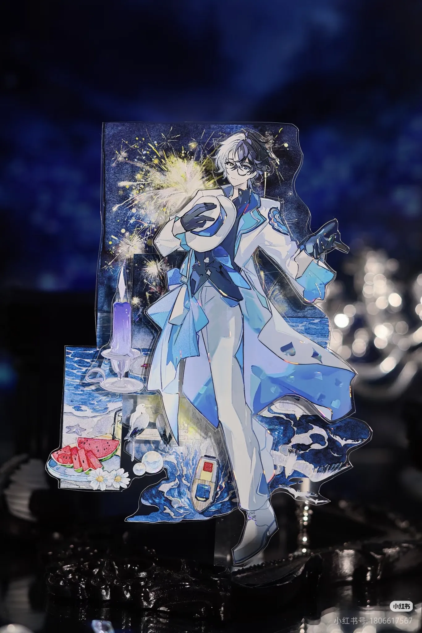 

5 м полурулон блестящей синей клейкой ленты Washi PET с эффектом эхо-шелл для дневников, открыток и DIY-проектов Gumei Character