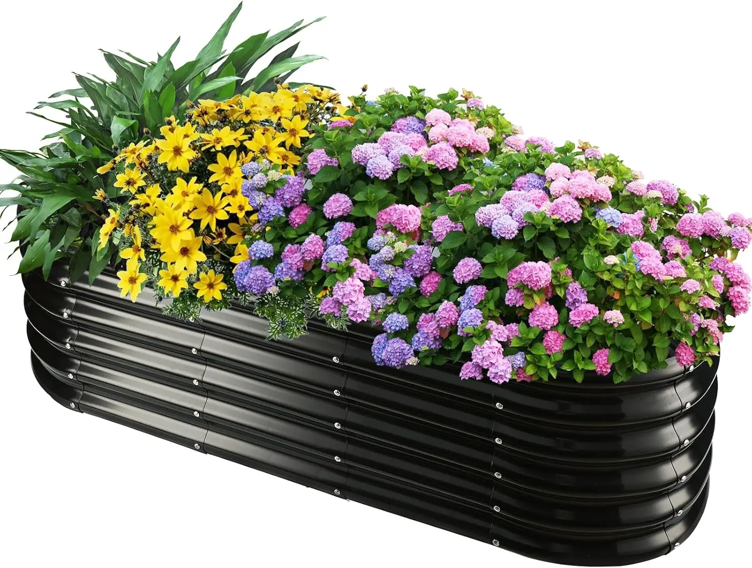 Outdoor Garden Metal Raised Planter Bed in Black, 0.8MM Thick for Growing Flowers, Herbs and Vegetables