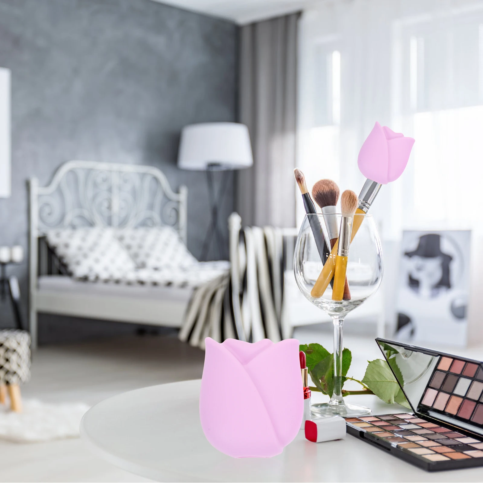 

3 Pcs Silicone Brush Dust Covers Makeup Brush Holders Rose Foundation Powder Brushes Ventilated Storage ganizer Travel