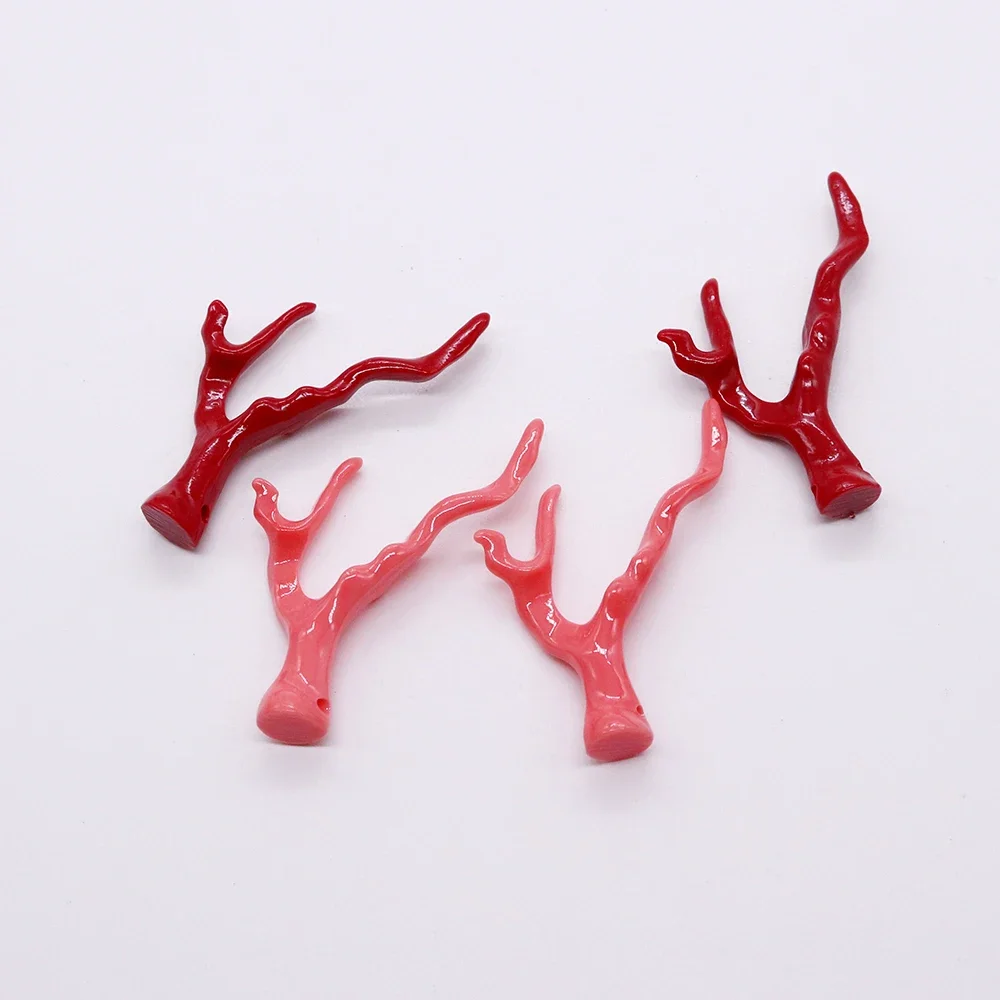 Wholesale Natural Stone Coral Pendant Irregular Branch Shape Red Pink Coral Beads Charm DIY Production Necklace Earrings Jewelry