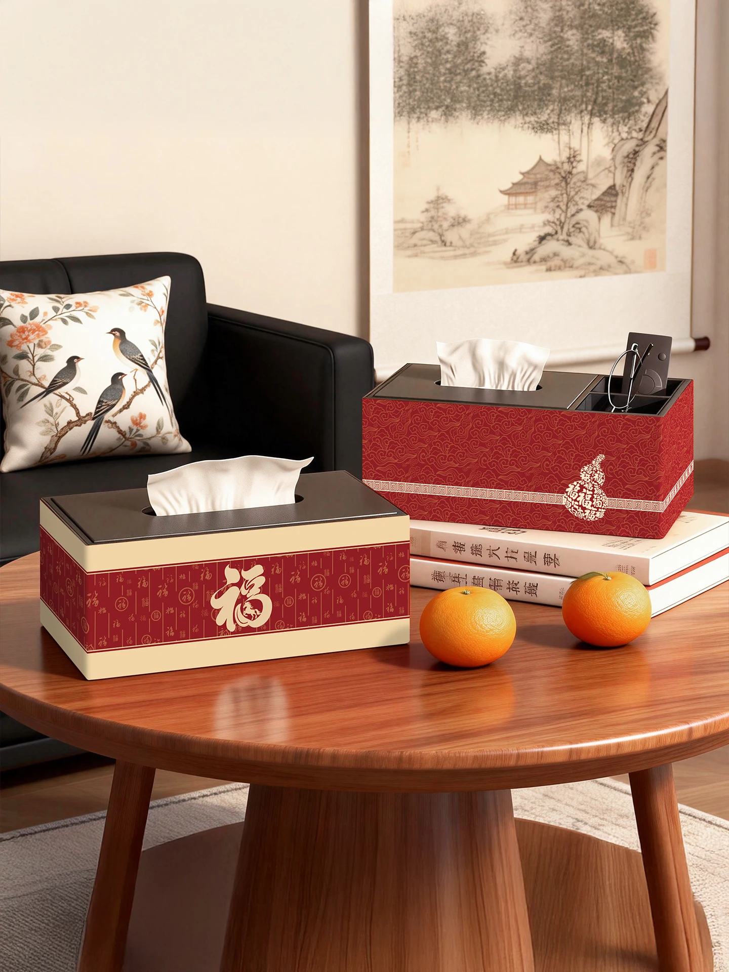 

Коробка для салфеток в китайском стиле, элитная, для новогодних праздников, креативная, многофункциональная, для чайного столика, спальни, с отсеком для пультов ДУ