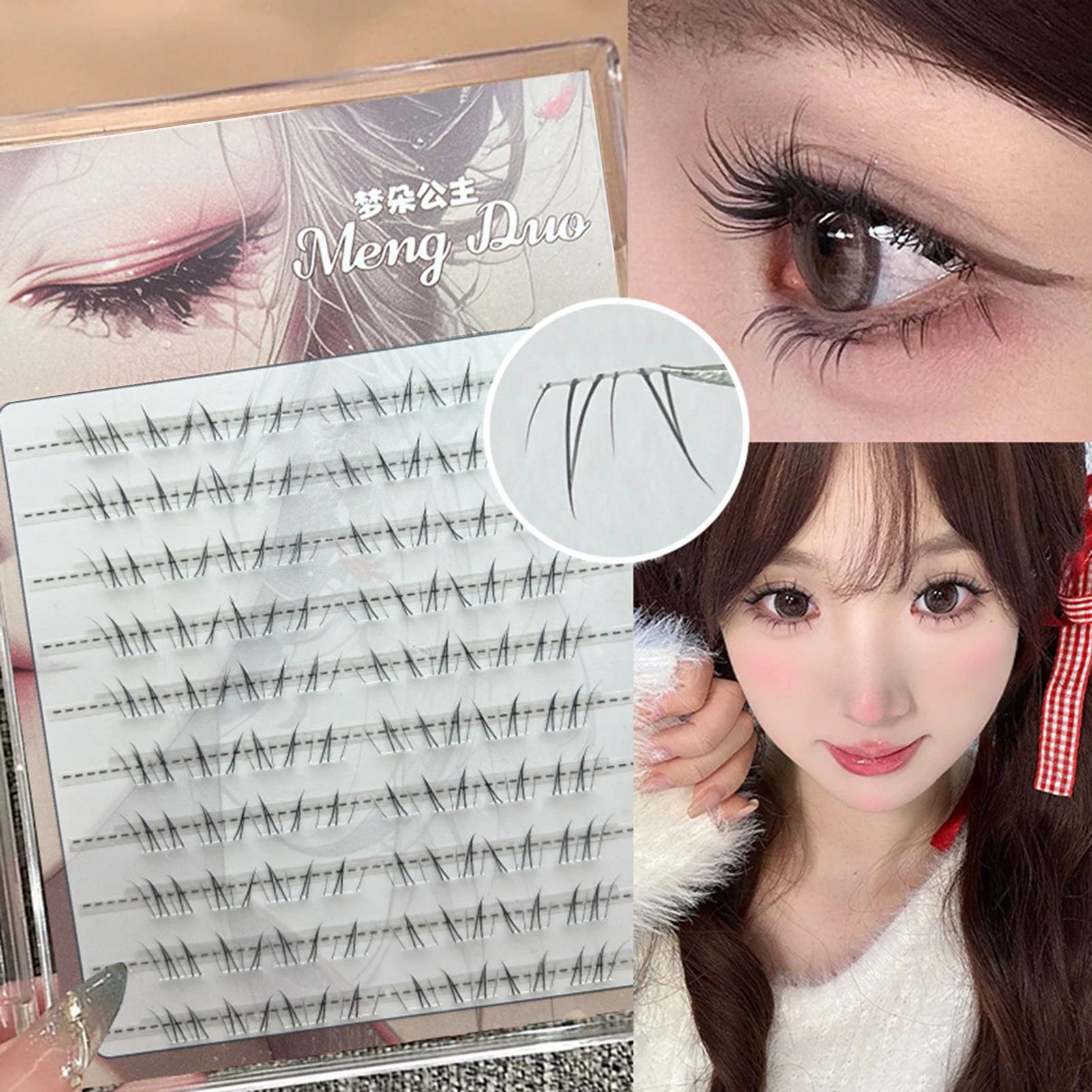 

Glue Free/Glue Lash Clusters C Curl Comic Eyelash Extension Suitable For Makeup at Home