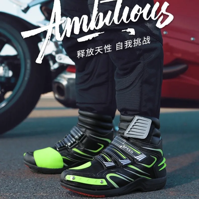 Motorcycle Shoes Anti-slip Off-road Racing Wear-resistant Motorcycle Rider Protective Shoes Reflective Gear Racing Cycling Boot