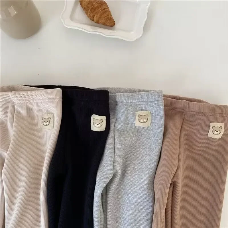 Kids Boys Pants Autumn Winter Thicked Warm Girls Leggings Solid Color Children\'s Pant Kids Clothes