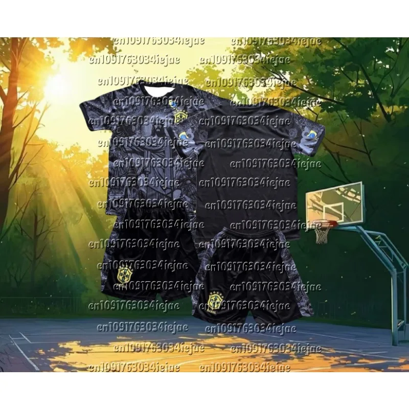 

MOTO 2025 Summer Men's Football T-shirt Shorts Set Comfortable and Casual Breathable Children's Parent-child Sports Leisure Set