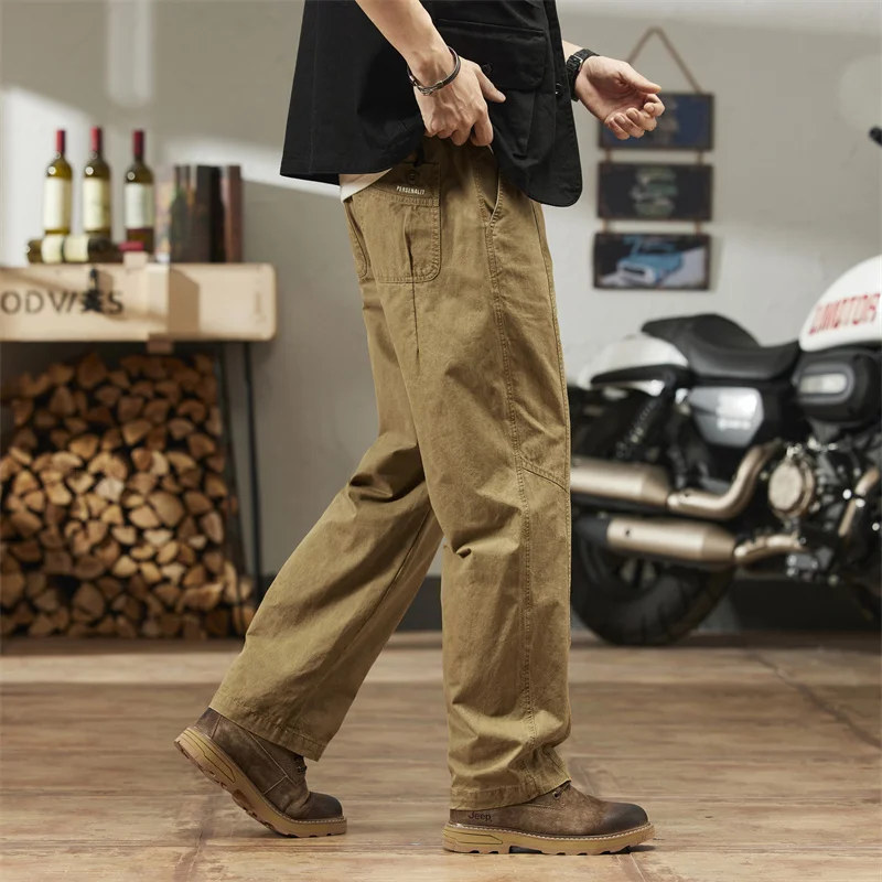 Men Cargo Pants 2024 Spring New In Straight Tube Outdoor Work Workwear Hombre Baggy Casual Pant Male Trousers For Men