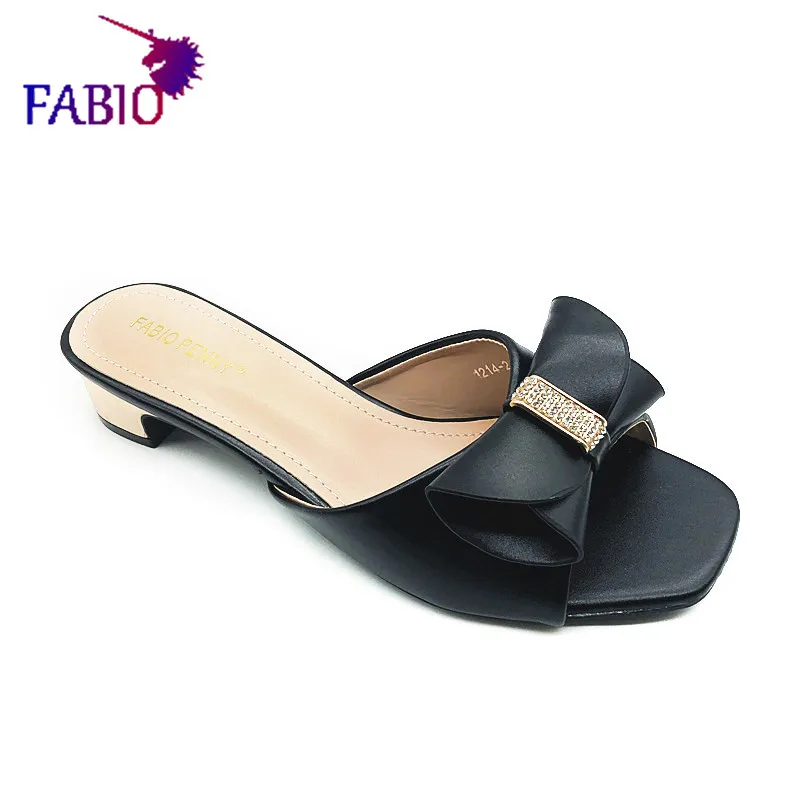 FABIO PENNY european ladies fashion elegant mature summer slippers low bow casual and comfortable open toe slippers for women