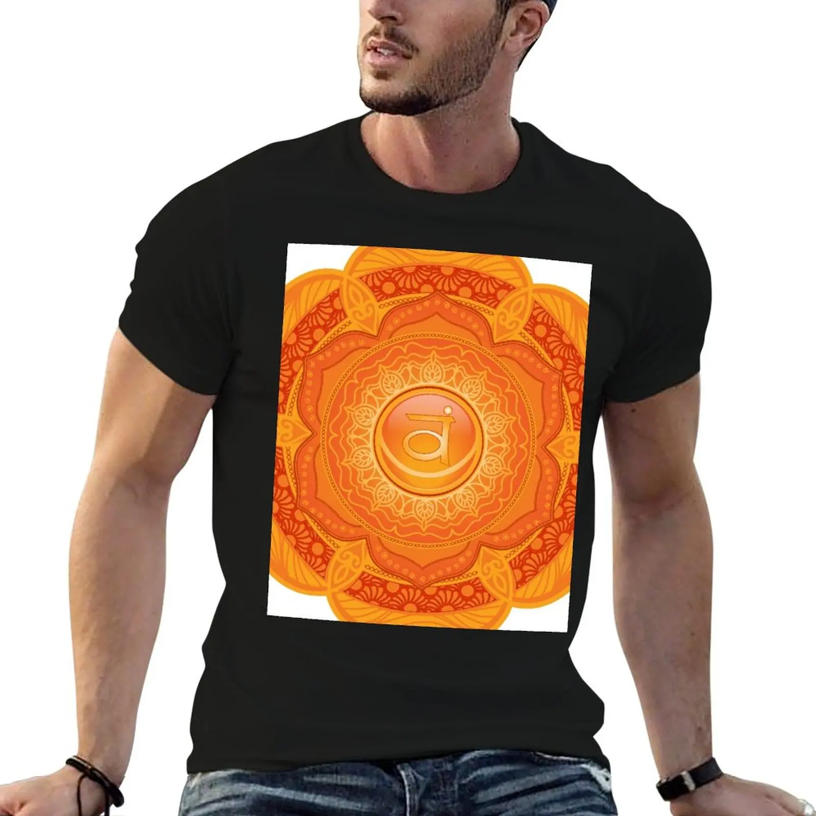 Sacral Chakra Mandala - 07 T-Shirt man clothes designer shirts men clothing