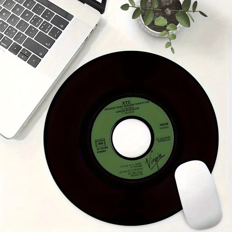 

Музыкальный ретро-запись, круглый коврик для мыши, противоскользящая резиновая основа, портативные коврики для офисного стола, компьютерные ноутбуки, аксессуары для ПК