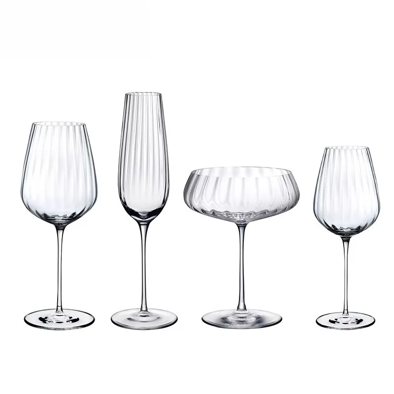 

Tall Crystal Pleated Textured Red Wine White Wine Champagne Glass Household Hotel