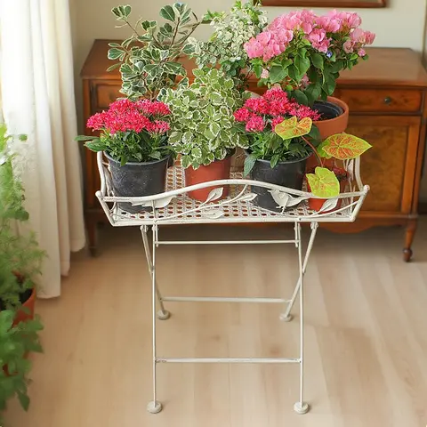 야외 접이식 철제 화분대, 실내 빈티지 디스트레스드 수납 선반, 다기능 수납 선반