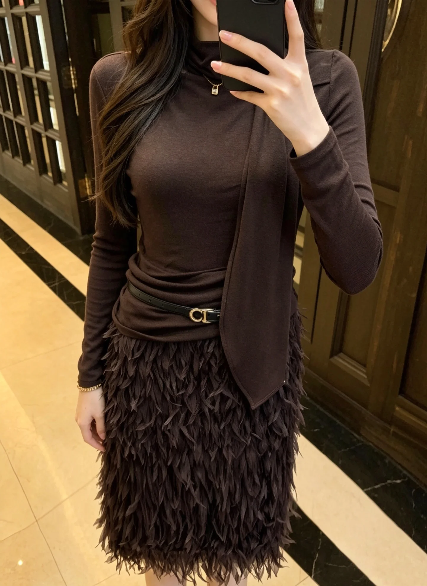 26Ss new limited edition women's blouse with a great drape + feathered chiffon skirt