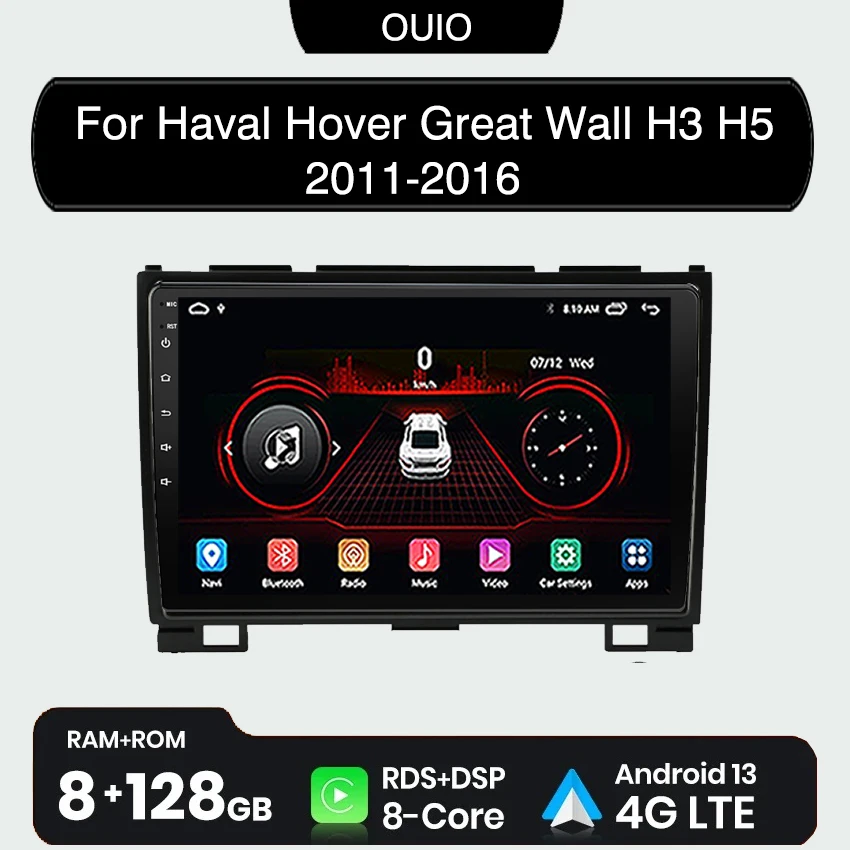 

8GB+128GB Android 13 radio For Haval Hover Great Wall H3 H5 2011-2016 Car stereo Multimedia Player Carplay Auto GPS Navigation