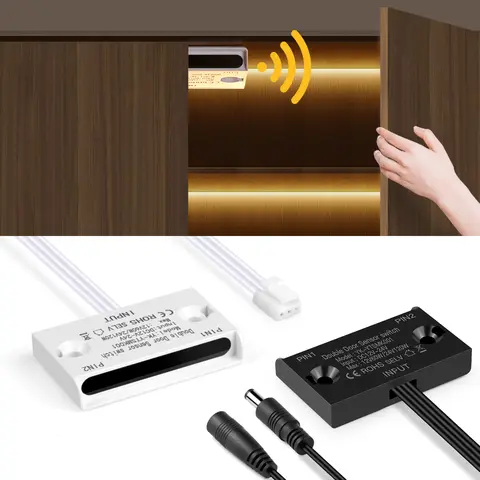 DC12-24V Door Switch IR Proximity Double Sensor Switch Door Open/Close ON LED Light Switch For Closet Cabinet Wardrobe Control