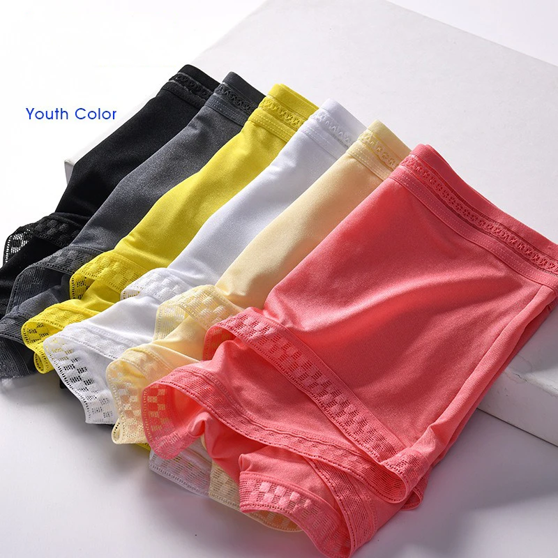 Lace underwear men\'s summer new semi-transparent ice silk boxer shorts one-piece type