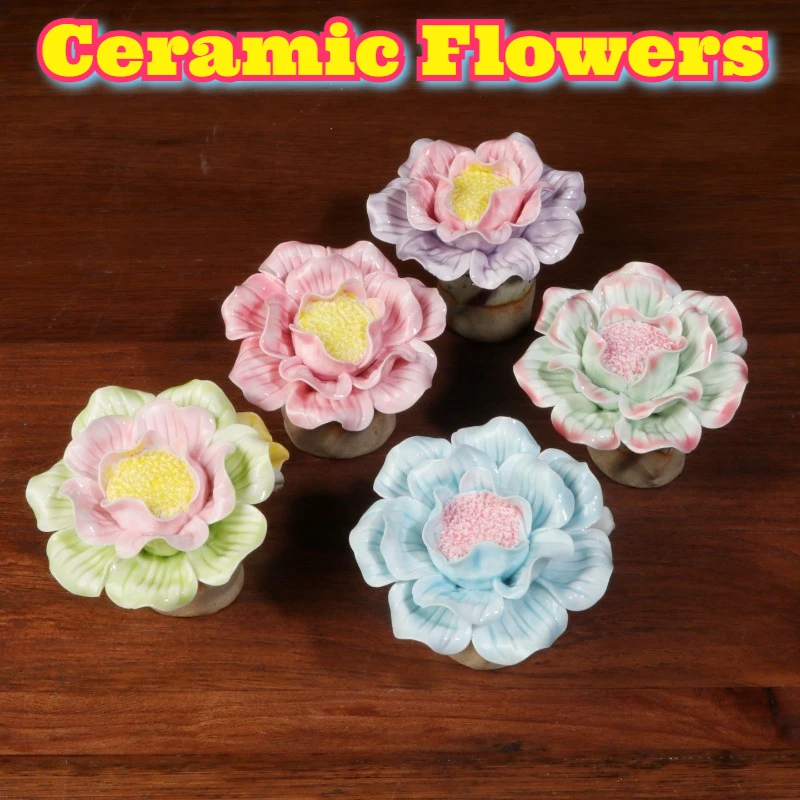 

Handmade Ceramic Flower Artificial Eternal Floral Craft Home Decor Office Desk Ornament Gift Housewarming Birthday Holiday New