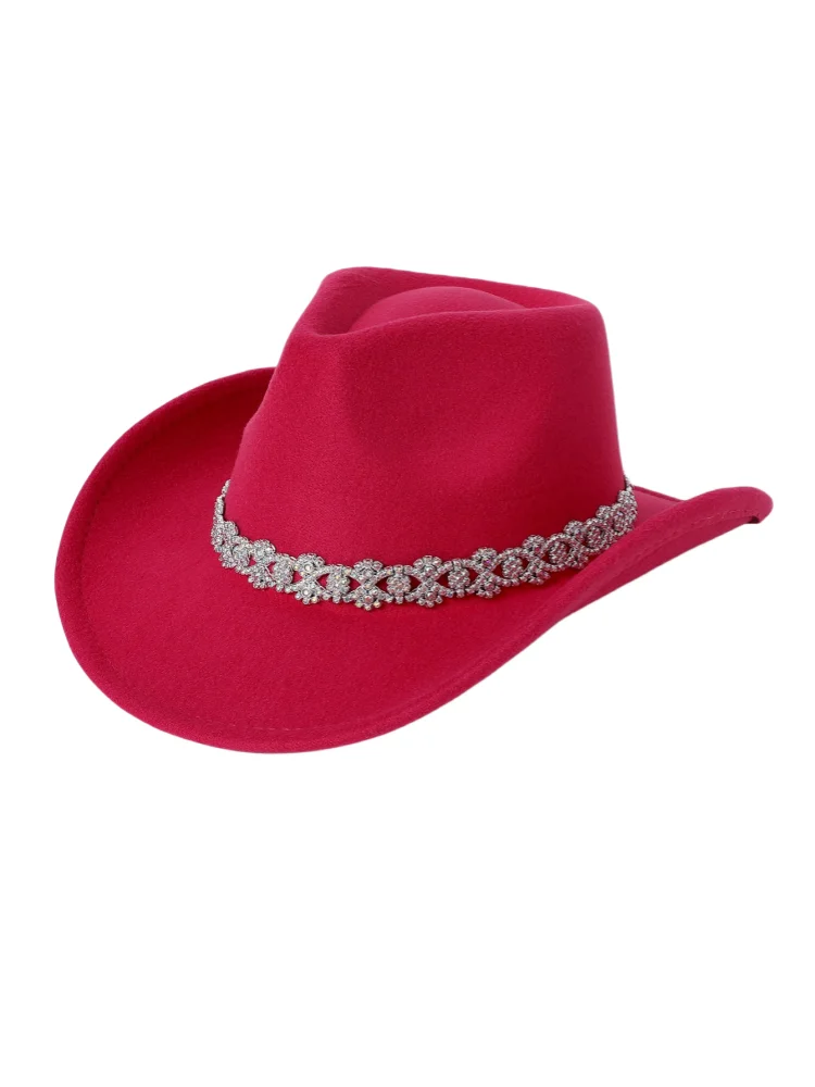 1pcs hat, fashion tie-in big-brimmed Jazz hats, chain chain Rhinestone decorative top hat, stage performance hat, party hat