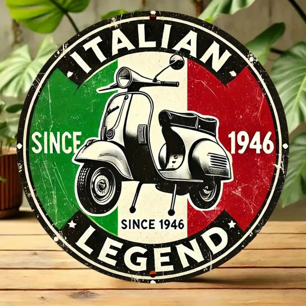 Vintage Italian Scooter Aluminum Sign - 7.8