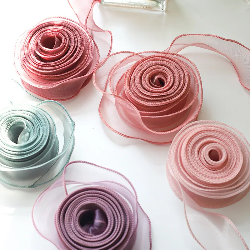 10 Yards/Roll DIY Chiffon Silk Ribbon Organza Satin Craft Gift Wrapping Decoration Wedding Bouquets Wreath Sewing Supplies 40mm