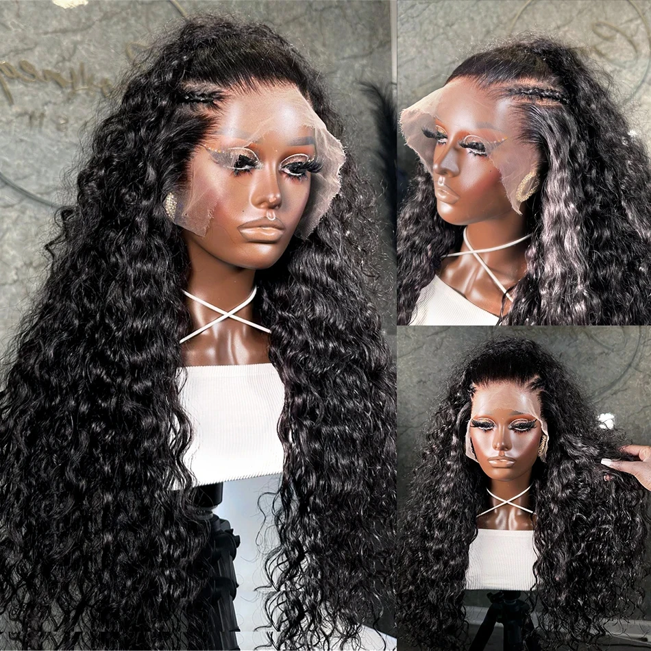 Deep Wave 13x4 HD Lace Frontal Wig 30 32 Inch Transparent 13x4 Water Wave Lace Frontal Human Hair Wigs For Women