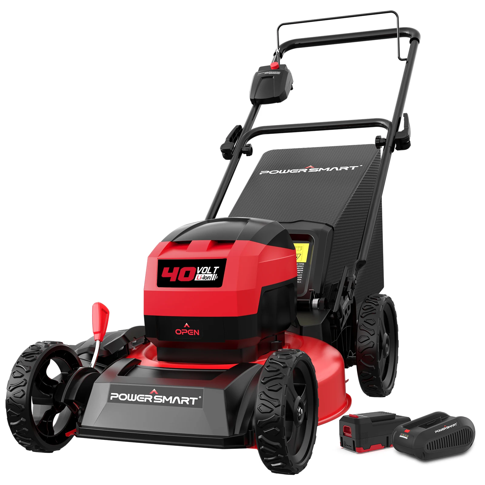 

Аккумуляторная газонокосилка PowerSmart 40 В, 17 дюймов, бесщеточная газонокосилка 3-в-1, аккумулятор 4,0 Ач и зарядное устройство