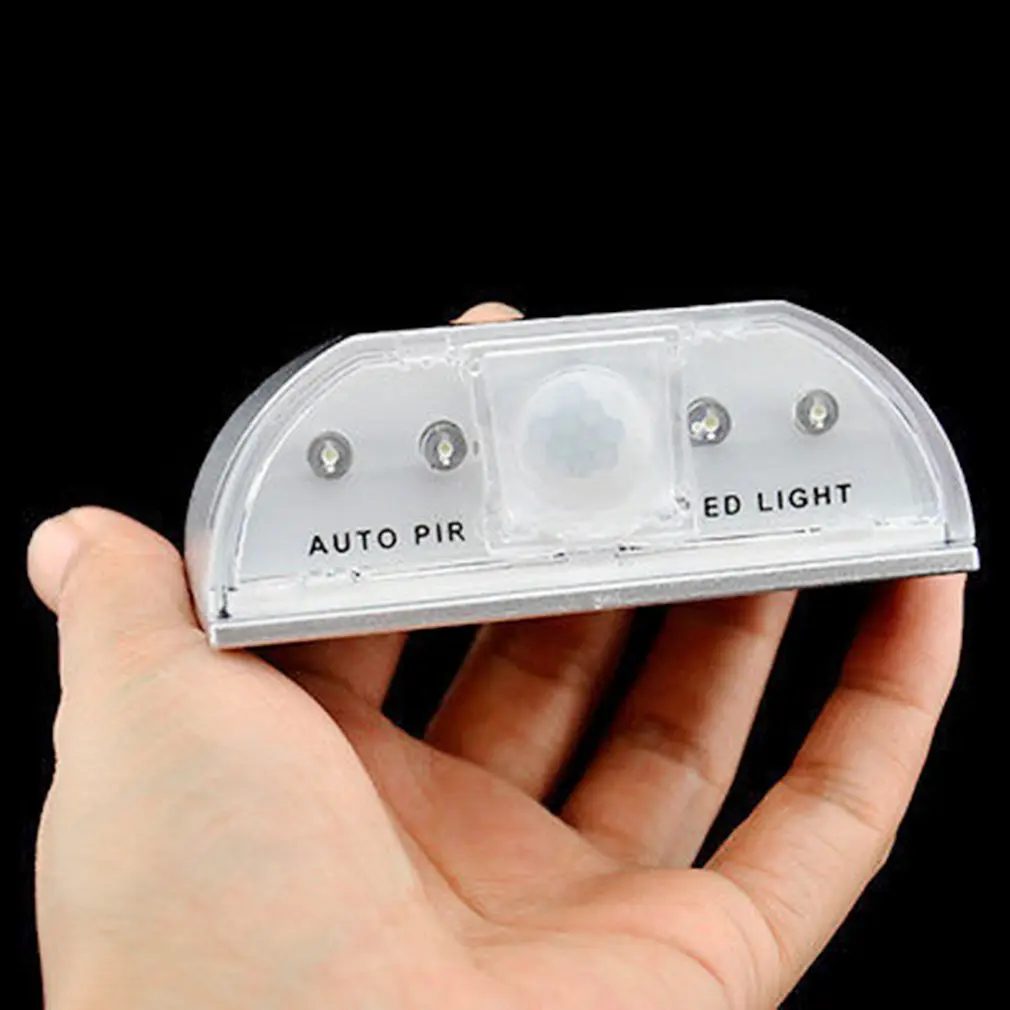 Luz noturna LED com sensor de movimento, Auto PIR Porta Lâmpada, Detector Keyhole, Prata, 4LED