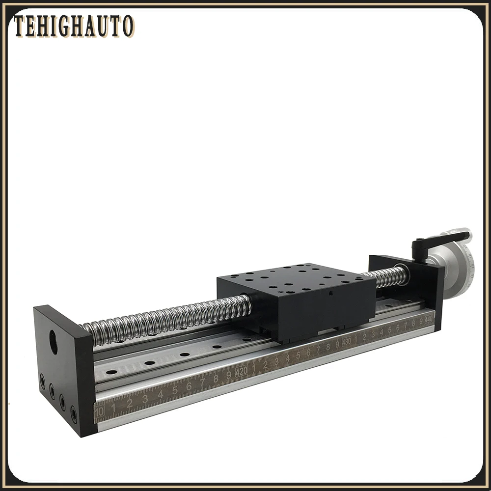 Carril guía lineal cuadrado doble de etapa de movimiento, mesa deslizante Manual, deslizadores de 4 Uds., tornillo deslizante lineal de bola C7, carrera de 100-500mm