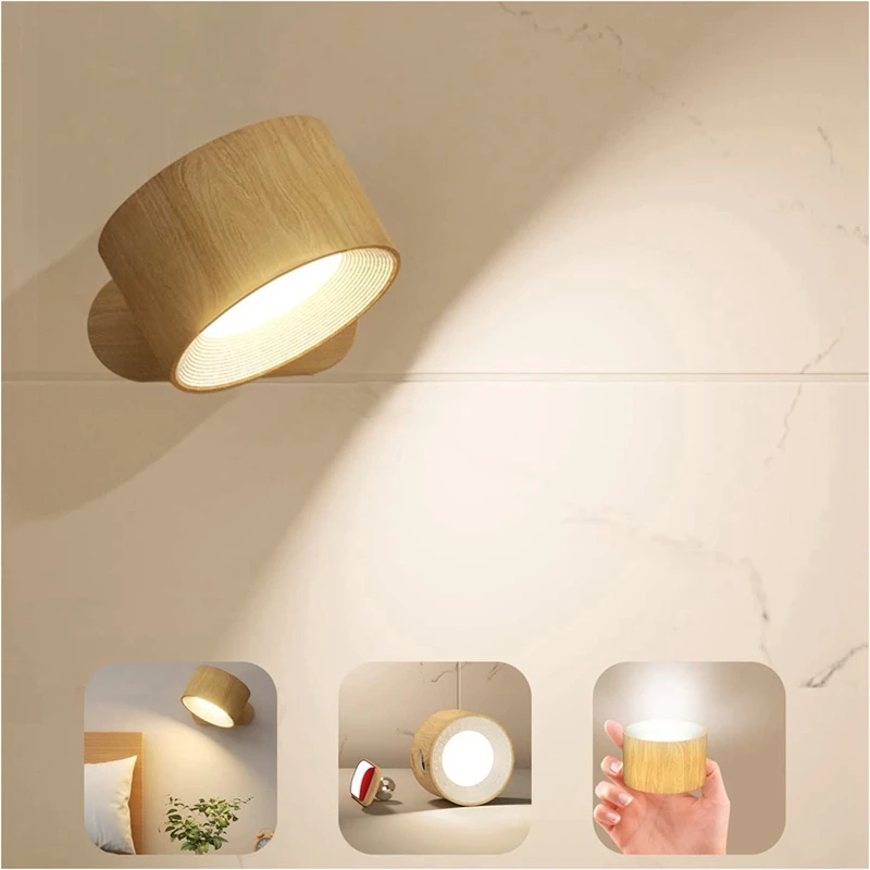 

LED Wall Light Wall Light Indoor USB Rechargeable Remote Control Cordless Wall Mounted Sconce Lights For Bedroom Reading Lamp