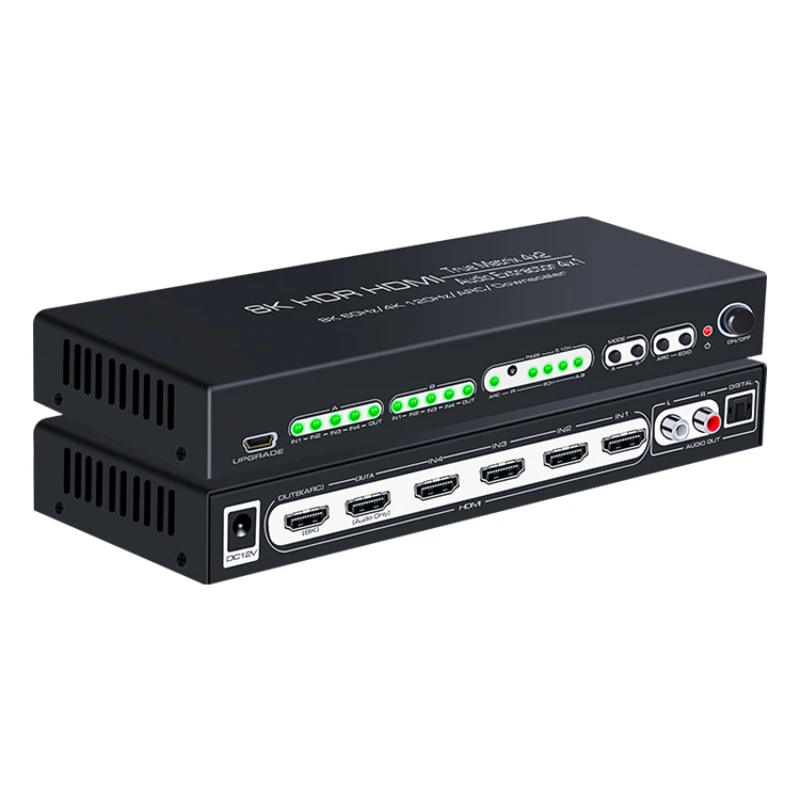 

HDMI2.1 Quad Input 2 Output Matrix Switcher 8K60 HD 4K Audio Separation Optical Fiber Double Lotus 4X Input 2 Output