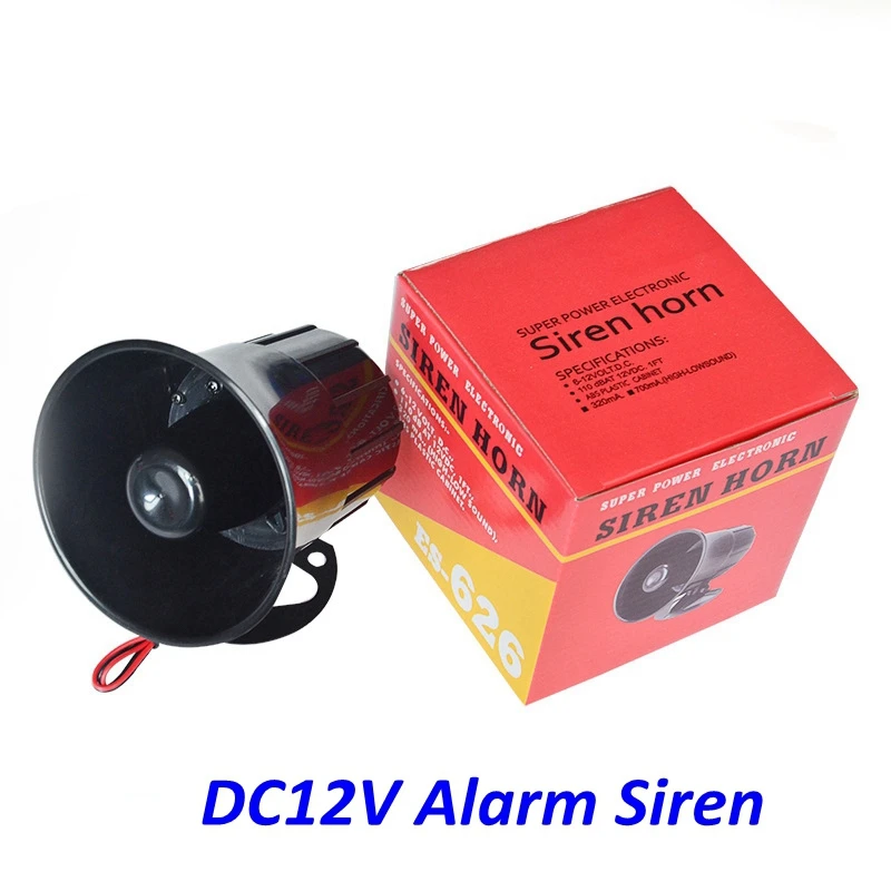 DC12V Car Alarm Siren Wire Loud Alarm Auto Horn 115Db Exterior Sirena Alarma Speaker For Alarm System 15W