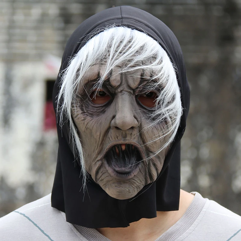 Adult Magic Black Tongue Ghost Witch Mask Halloween Cosplay Latex Soft Scary Witch Party Masks Costume Props One Size