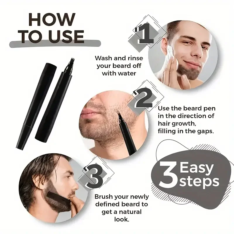 Gran oferta, Kit de pluma de relleno para Barba, cepillo potenciador de barba, herramientas para dar forma a la barba, lápiz de pelo negro y marrón resistente al agua, cosmético para hombre