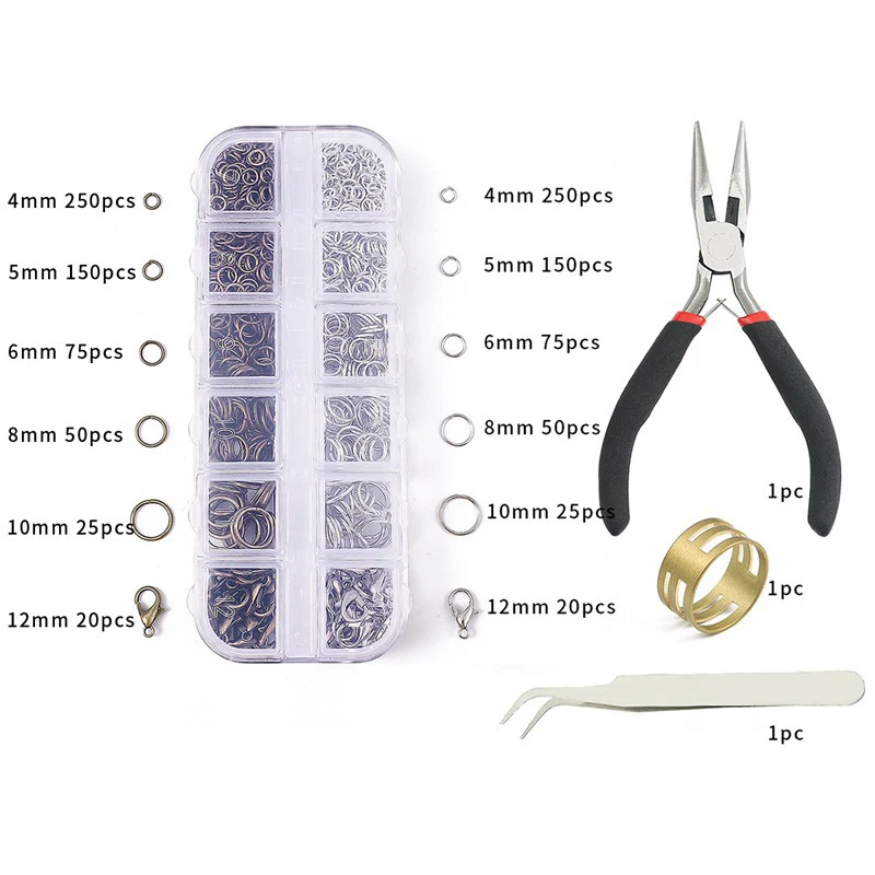 Аксессуары из сплава, открытые соединительные кольца из медной проволоки, инструменты для изготовления ювелирных изделий, Набор принадлежностей для изготовления ювелирных изделий