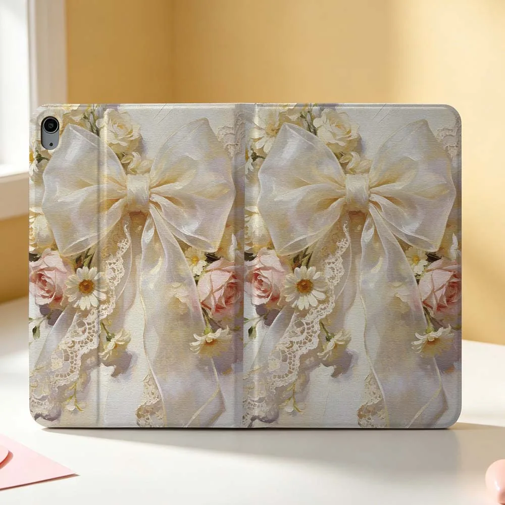 Beautiful Bow Pattern For Apple iPad Pro Mini A16 A17 A14 4 5 6 7 6th 12th Gen 9.7 12.9 11 13 M4 inch Tablet Case Pen Tray