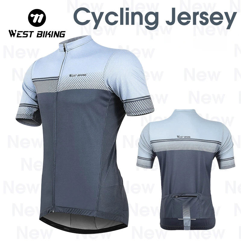 WEST BIKING Summer Cycling Jersey Short Sleeve Men's Sport Tops Quick Dry MTB Road Bike Team Racing Uniform Bicycle Wear Clothes