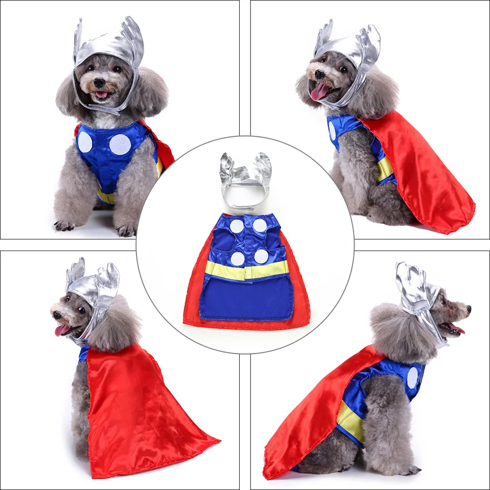 

1Set Pet Costume Dog Halloween Suit Polyester Material Cute Cosplay Outfit Hat Fashionable Dog Cosplay Clothes