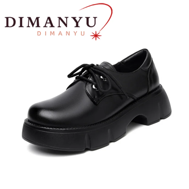 

DIMANYU Women's Oxford Shoes Genuine Leather 2024 Fall New Lace up Casual Women's Shoes Round Toe Large Women's loafers