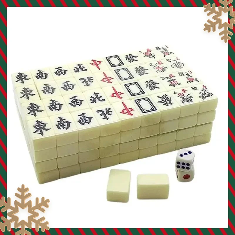 

Chinese Mahjong Game Set 144 White Engraved Mini Tiles For Family Gathering For Chinese Style Game Play Family Leisure Time