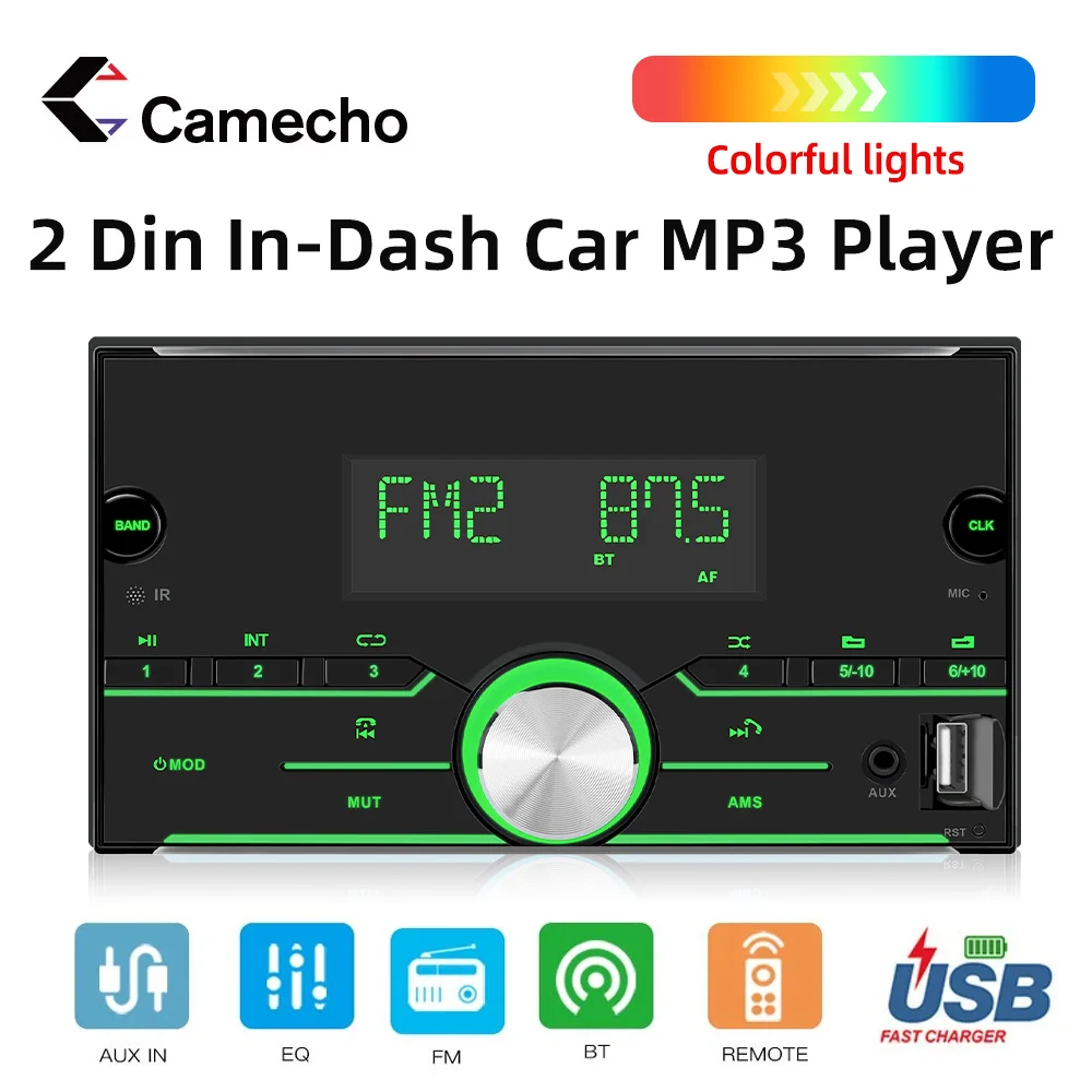 

Camecho 2Din Car Radio Stereo Digital Bluetooth Audio Music Universal Remote Control Car MP3 Player FM/AM Radio USB/SD/AUX-IN