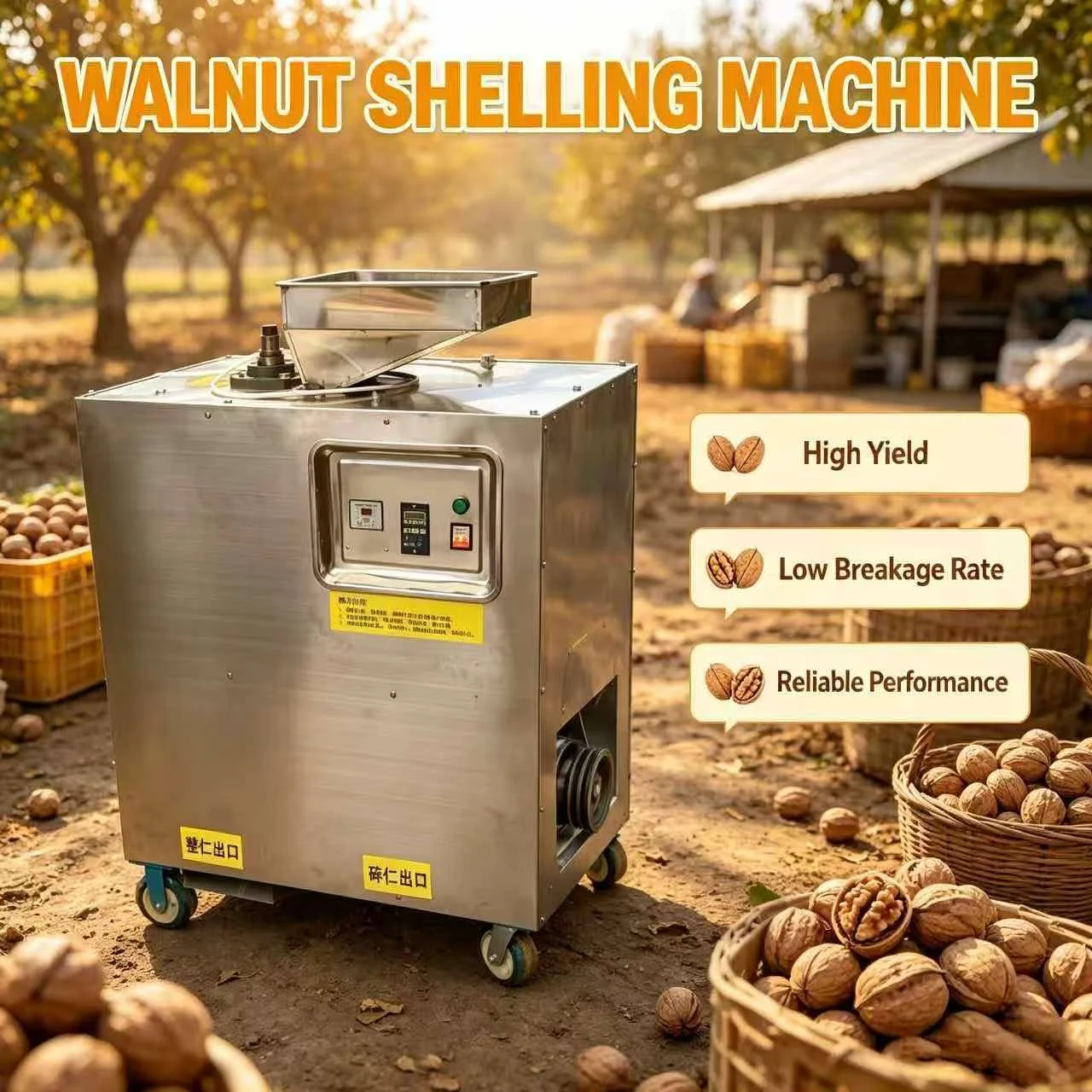 Stainless Steel Walnut Cracking Machine Commercial Walnut Sheller Automatic Walnut Shelling Machine Shell Removing Machine