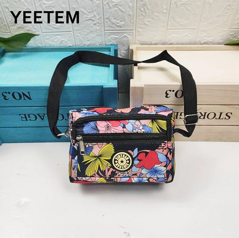 Bolso bandolera de lona para mujer, bandolera con estampado Multicolor de flores geométricas, bolso de hombro de moda de nailon Oxford, monedero informal