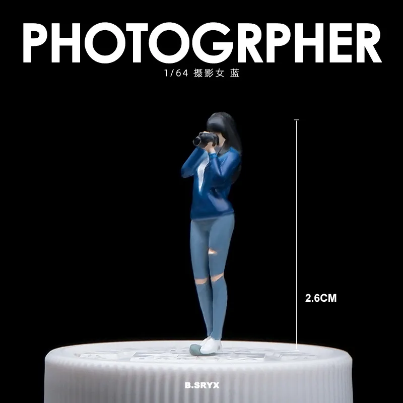 Modelo de figura de fotógrafo em escala 1:64 - Estatueta humana em miniatura para tiro macro 3D e combinação de cena de mesa de areia