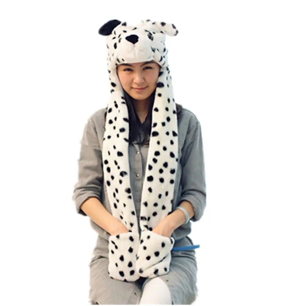 

Многофункциональный комплект из шапки, шарфа и перчаток с изображением собаки далматинца, теплый, удобный, защищающий от холода, для мужчин, женщин, детей, для дома