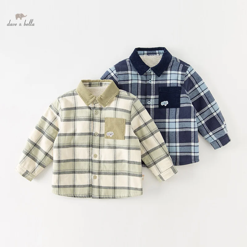 Dave Bella Children Shirt Clothes Autumn Winter Boys Baby Cotton Fashion Casual Plaid Top Party Sport Outdoor DB4237685