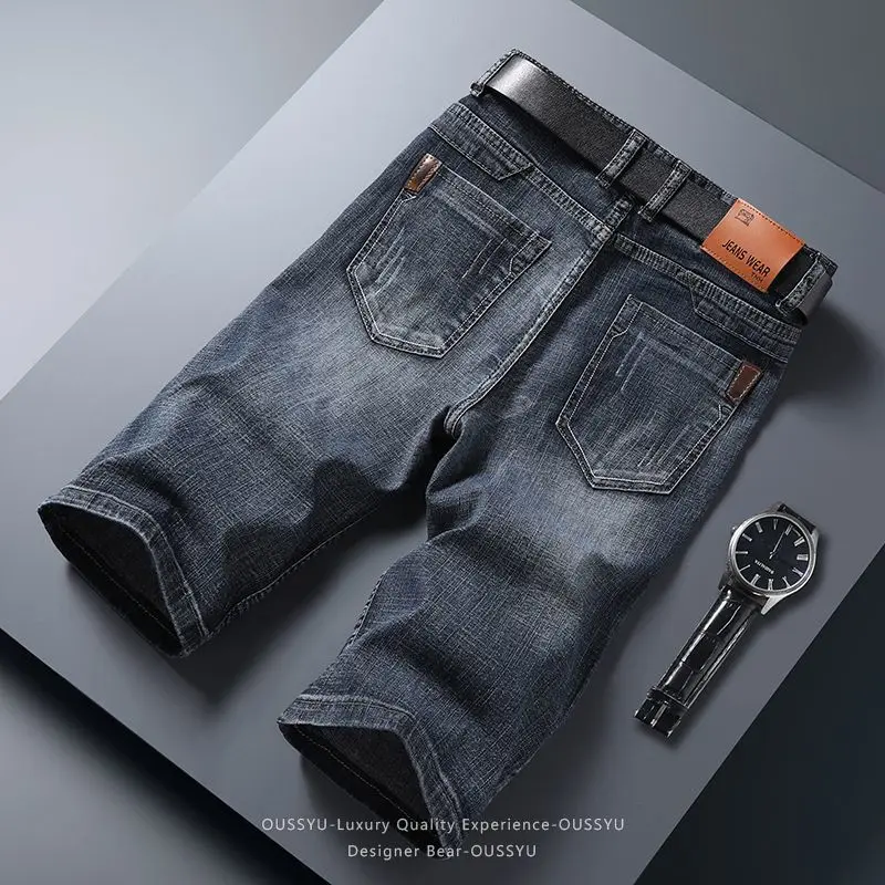 Pantalones Cortos de Mezclilla Finos de Verano para Hombre, de Algodón, Rectos, Casuales, Holgados, hasta la Rodilla, Estilo Cargo, Bermuda, Jeans de Media Pierna, Jorts de Trabajo, a la Moda