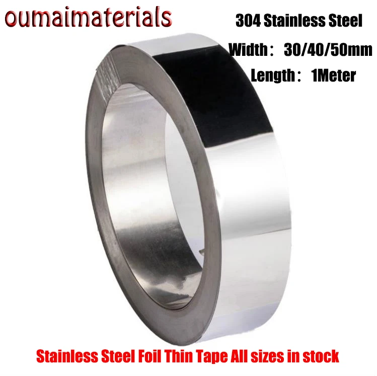 1pc 30/40/50mm Width Narrow Stainless Steel S304 Thin Plate Sheet Foil Thin Tape Length 1Meter All Sizes In Stock