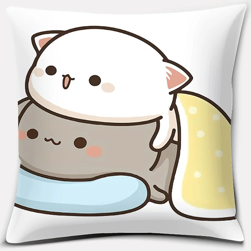 45x45cm Cartoon Cute Pillow Case Mocha Mochi Peach Cat Cushion Cover   Decorative s For Sofa Car case