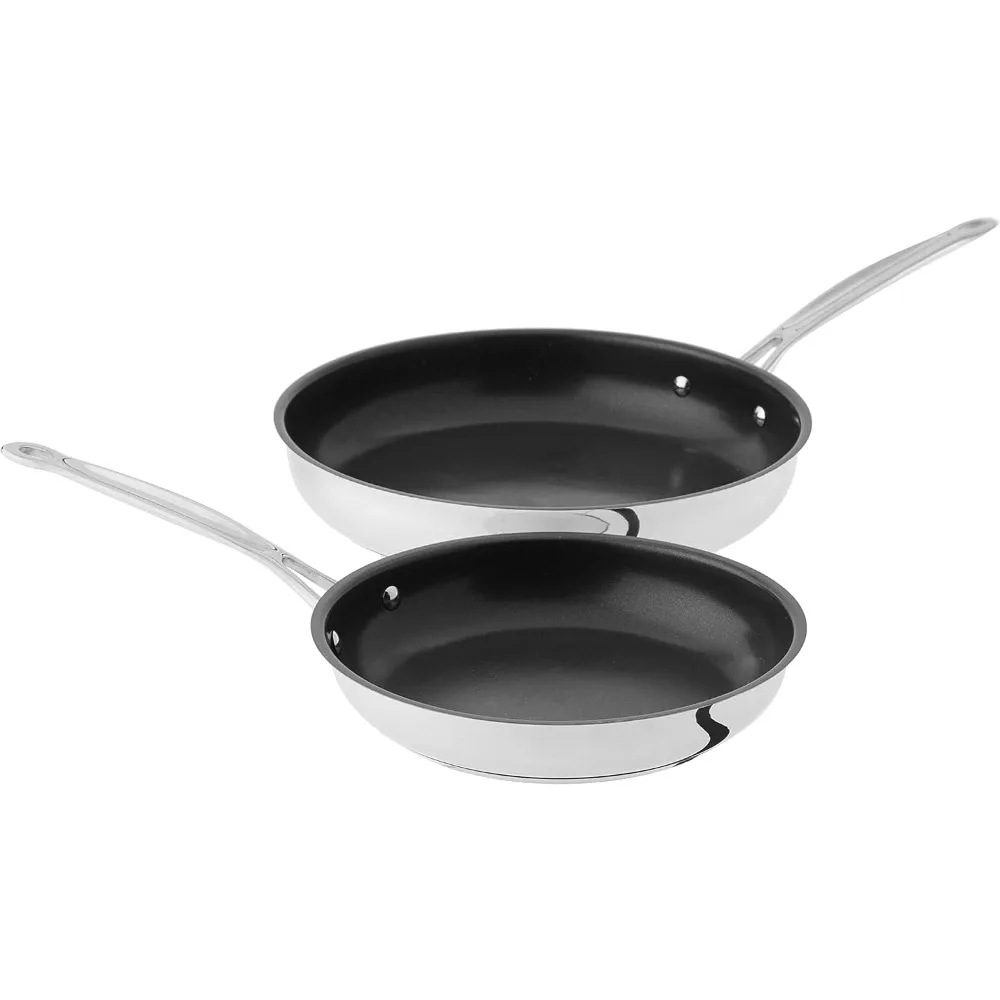 

Chef's Classic Stainless Nonstick 2-Piece 9-Inch and 11-Inch Skillet Set - Black And Silver